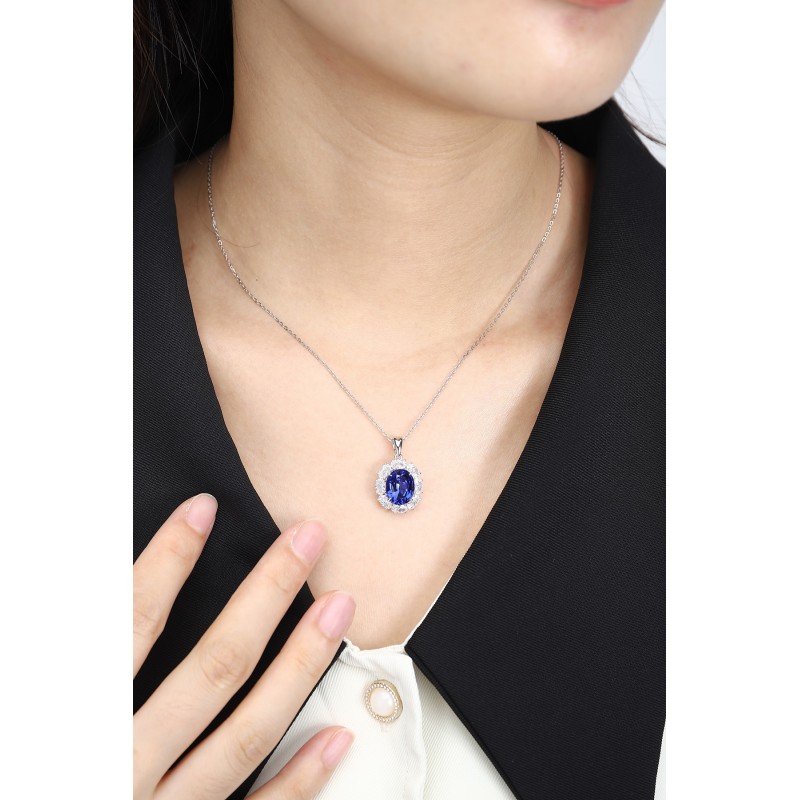 Ruif Jewelry Classic Design PT950 Platinum 5.11ct Lab Grown Sapphire And 1.469ct Lab Grown Diamond Pendant Gemstone Jewelry Ruif Jewelry Classic Design PT950 Platinum 5.11ct Lab Grown Sapphire And 1.469ct Lab Grown Diamond Pendant Gemstone Jewelry