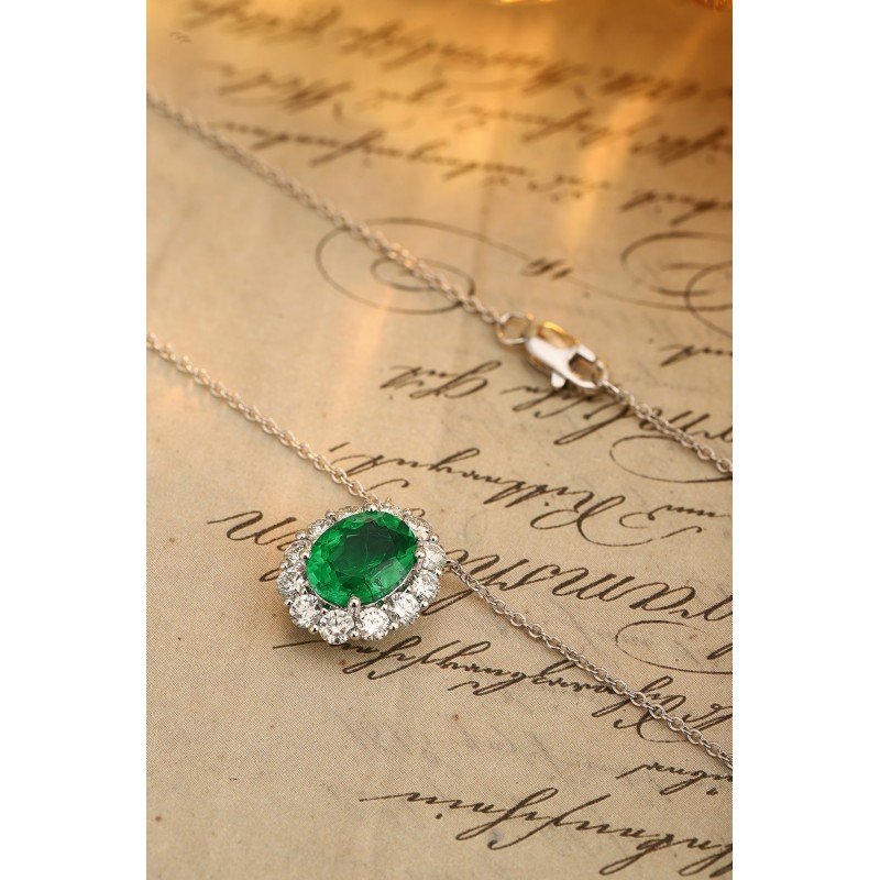 Ruif Jewelry Classic Design PT950 Platinum 1.86ct Lab Grown Emerald And 0.8775ct Lab Grown Diamong Pendant Gemstone Jewelry Ruif Jewelry Classic Design PT950 Platinum 1.86ct Lab Grown Emerald And 0.8775ct Lab Grown Diamong Pendant Gemstone Jewelry