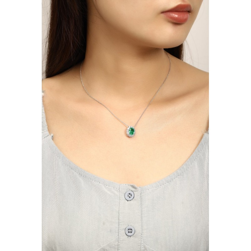 Ruif Jewelry Classic Design PT950 Platinum 1.86ct Lab Grown Emerald And 0.8775ct Lab Grown Diamong Pendant Gemstone Jewelry Ruif Jewelry Classic Design PT950 Platinum 1.86ct Lab Grown Emerald And 0.8775ct Lab Grown Diamong Pendant Gemstone Jewelry