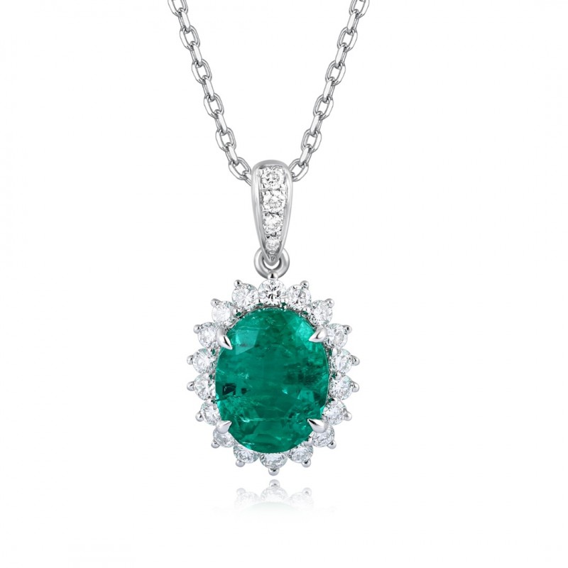 Ruif Jewelry Classic Design PT950 Platinum 1.45ct Lab Grown Emerald And 0.311ct Lab Grown Diamong Pendant Gemstone Jewelry Ruif Jewelry Classic Design PT950 Platinum 1.45ct Lab Grown Emerald And 0.311ct Lab Grown Diamong Pendant Gemstone Jewelry