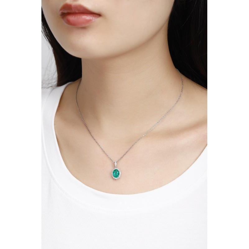 Ruif Jewelry Classic Design PT950 Platinum 1.45ct Lab Grown Emerald And 0.311ct Lab Grown Diamong Pendant Gemstone Jewelry Ruif Jewelry Classic Design PT950 Platinum 1.45ct Lab Grown Emerald And 0.311ct Lab Grown Diamong Pendant Gemstone Jewelry