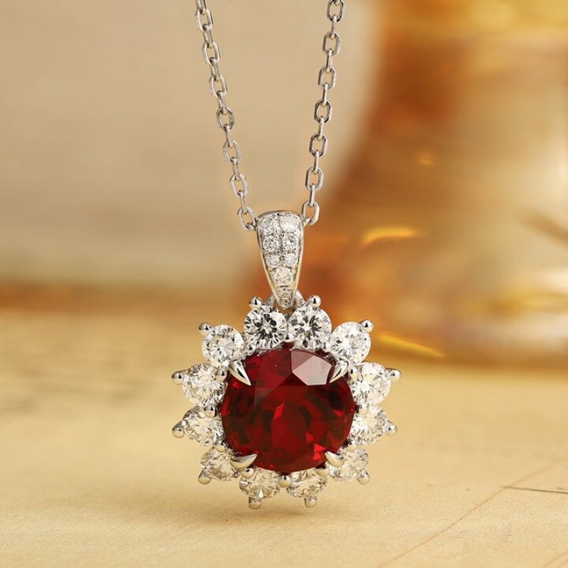 Ruif Jewelry Classic Design PT950 Platinum 3.61ct Lab Grown Ruby And 1.055ct Lab Grown Diamond Pendant Gemstone Jewelry Ruif Jewelry Classic Design PT950 Platinum 3.61ct Lab Grown Ruby And 1.055ct Lab Grown Diamond Pendant Gemstone Jewelry