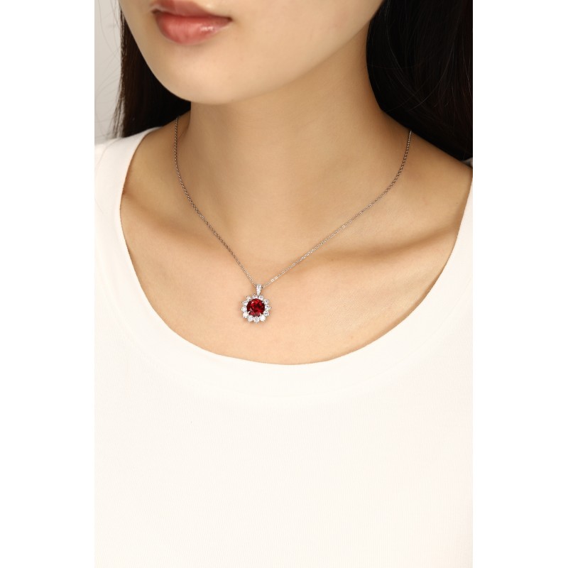Ruif Jewelry Classic Design PT950 Platinum 3.61ct Lab Grown Ruby And 1.055ct Lab Grown Diamond Pendant Gemstone Jewelry Ruif Jewelry Classic Design PT950 Platinum 3.61ct Lab Grown Ruby And 1.055ct Lab Grown Diamond Pendant Gemstone Jewelry