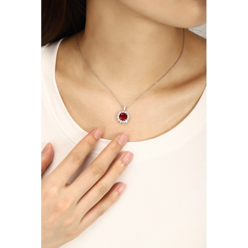 Ruif Jewelry Classic Design PT950 Platinum 3.61ct Lab Grown Ruby And 1.055ct Lab Grown Diamond Pendant Gemstone Jewelry Ruif Jewelry Classic Design PT950 Platinum 3.61ct Lab Grown Ruby And 1.055ct Lab Grown Diamond Pendant Gemstone Jewelry