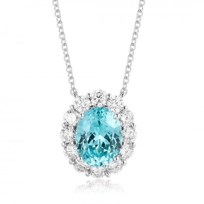 Ruif Jewelry Classic Design PT950 Platinum 3.95ct Lab Grown Paraiba Pendant And 0.8775ct Lab Diamond Pendant Gemstone Jewelry