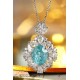 Ruif Jewelry Classic Design PT950 Platinum 6.69ct Lab Grown Paraiba Pendant And 2.795ct Lab Diamond Pendant Gemstone Jewelry