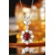 Ruif Jewelry Classic Design PT950 Platinum 3.72ct Lab Grown Ruby And 3.823ct Lab Grown Diamond Pendant Gemstone Jewelry