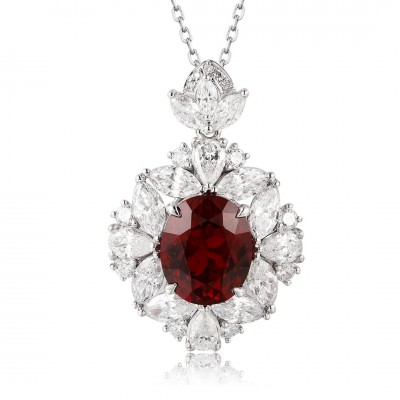 Ruif Jewelry Classic Design PT950 Platinum 5.48ct Lab Grown Ruby And 2.942ct Lab Grown Diamond Pendant Gemstone Jewelry