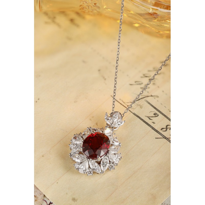 Ruif Jewelry Classic Design PT950 Platinum 5.48ct Lab Grown Ruby And 2.942ct Lab Grown Diamond Pendant Gemstone Jewelry