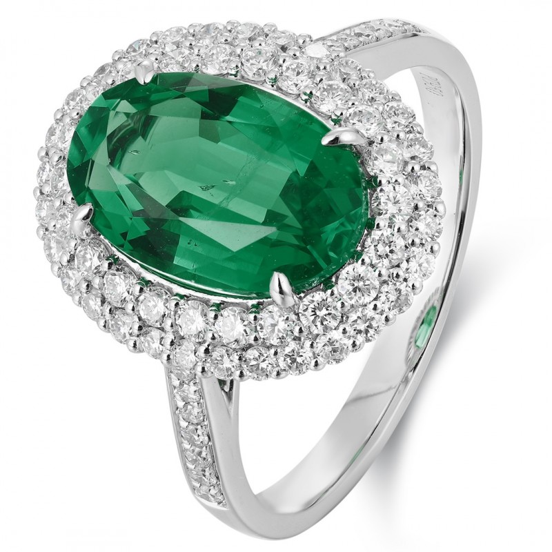 Ruif Jewelry Classic Design PT950 Platinum Ring 2.37ct Lab Grown Emerald and 0.57ct Lab Grown Diamond Ring Gemstone Jewelry Ruif Jewelry Classic Design PT950 Platinum Ring 2.37ct Lab Grown Emerald and 0.57ct Lab Grown Diamond Ring Gemstone Jewelry