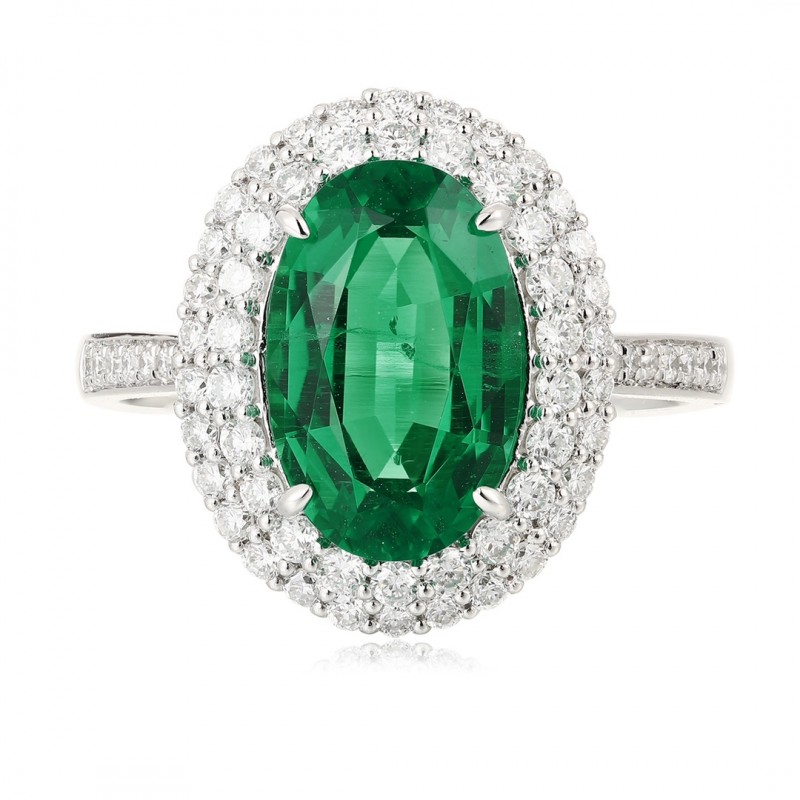 Ruif Jewelry Classic Design PT950 Platinum Ring 2.37ct Lab Grown Emerald and 0.57ct Lab Grown Diamond Ring Gemstone Jewelry Ruif Jewelry Classic Design PT950 Platinum Ring 2.37ct Lab Grown Emerald and 0.57ct Lab Grown Diamond Ring Gemstone Jewelry