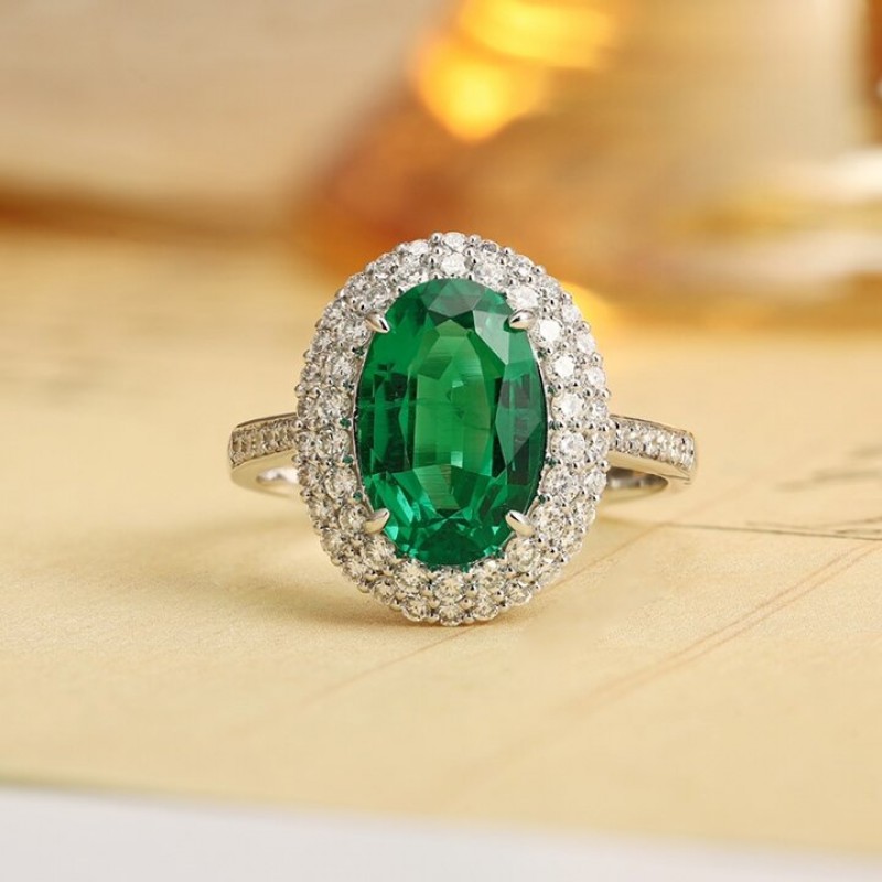 Ruif Jewelry Classic Design PT950 Platinum Ring 2.37ct Lab Grown Emerald and 0.57ct Lab Grown Diamond Ring Gemstone Jewelry Ruif Jewelry Classic Design PT950 Platinum Ring 2.37ct Lab Grown Emerald and 0.57ct Lab Grown Diamond Ring Gemstone Jewelry