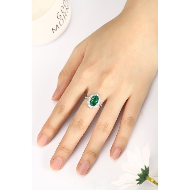 Ruif Jewelry Classic Design PT950 Platinum Ring 2.37ct Lab Grown Emerald and 0.57ct Lab Grown Diamond Ring Gemstone Jewelry Ruif Jewelry Classic Design PT950 Platinum Ring 2.37ct Lab Grown Emerald and 0.57ct Lab Grown Diamond Ring Gemstone Jewelry