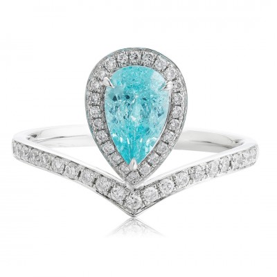 Ruif Jewelry Classic Design PT950  Platinum Ring 1.35ct Lab Grown Paraiba And 0.26ct Lab Grown Diamond Ring Wedding Bands