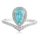 Ruif Jewelry Classic Design PT950  Platinum Ring 1.35ct Lab Grown Paraiba And 0.26ct Lab Grown Diamond Ring Wedding Bands