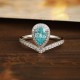 Ruif Jewelry Classic Design PT950  Platinum Ring 1.35ct Lab Grown Paraiba And 0.26ct Lab Grown Diamond Ring Wedding Bands