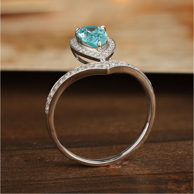 Ruif Jewelry Classic Design PT950  Platinum Ring 1.35ct Lab Grown Paraiba And 0.26ct Lab Grown Diamond Ring Wedding Bands
