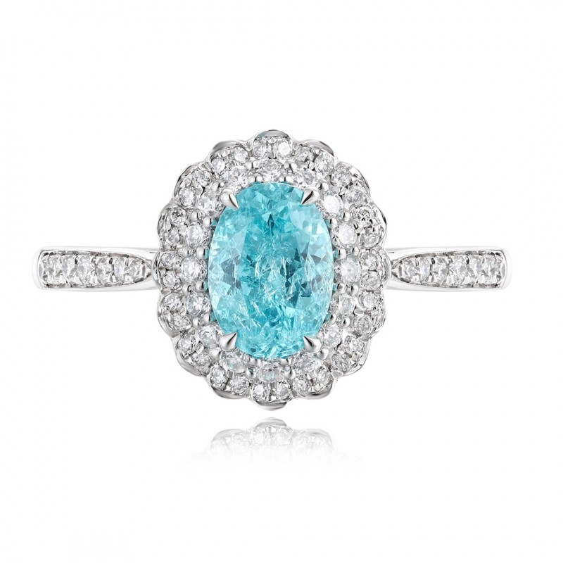 Ruif Jewelry Classic Design PT950 Platinum Ring 1.29ct Lab Grown Paraiba And 0.304ct Lab Grown Diamond Ring Wedding Bands Ruif Jewelry Classic Design PT950 Platinum Ring 1.29ct Lab Grown Paraiba And 0.304ct Lab Grown Diamond Ring Wedding Bands