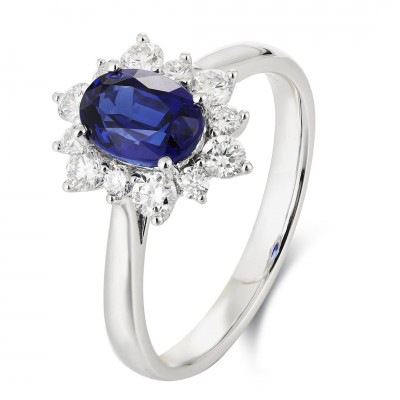 Ruif Jewelry Classic Design PT950 Platinum 1.11ct Lab Grown Sapphire And 0.435ct Lab Grown Diamond Ring Wedding Bands