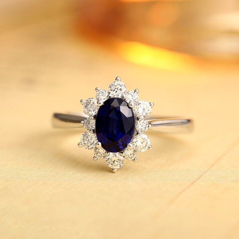 Ruif Jewelry Classic Design PT950 Platinum 1.11ct Lab Grown Sapphire And 0.435ct Lab Grown Diamond Ring Wedding Bands Ruif Jewelry Classic Design PT950 Platinum 1.11ct Lab Grown Sapphire And 0.435ct Lab Grown Diamond Ring Wedding Bands