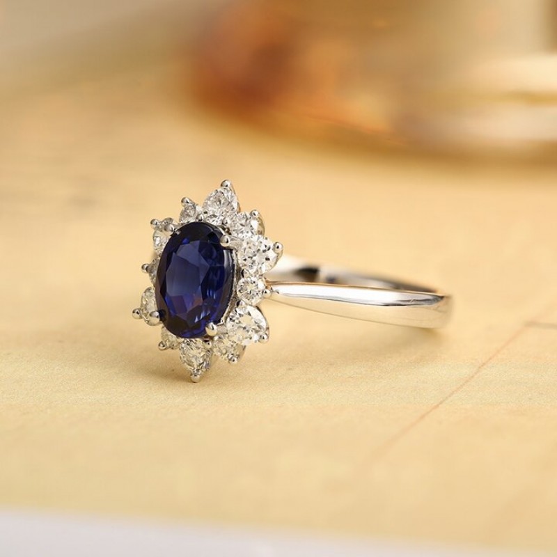 Ruif Jewelry Classic Design PT950 Platinum 1.11ct Lab Grown Sapphire And 0.435ct Lab Grown Diamond Ring Wedding Bands Ruif Jewelry Classic Design PT950 Platinum 1.11ct Lab Grown Sapphire And 0.435ct Lab Grown Diamond Ring Wedding Bands