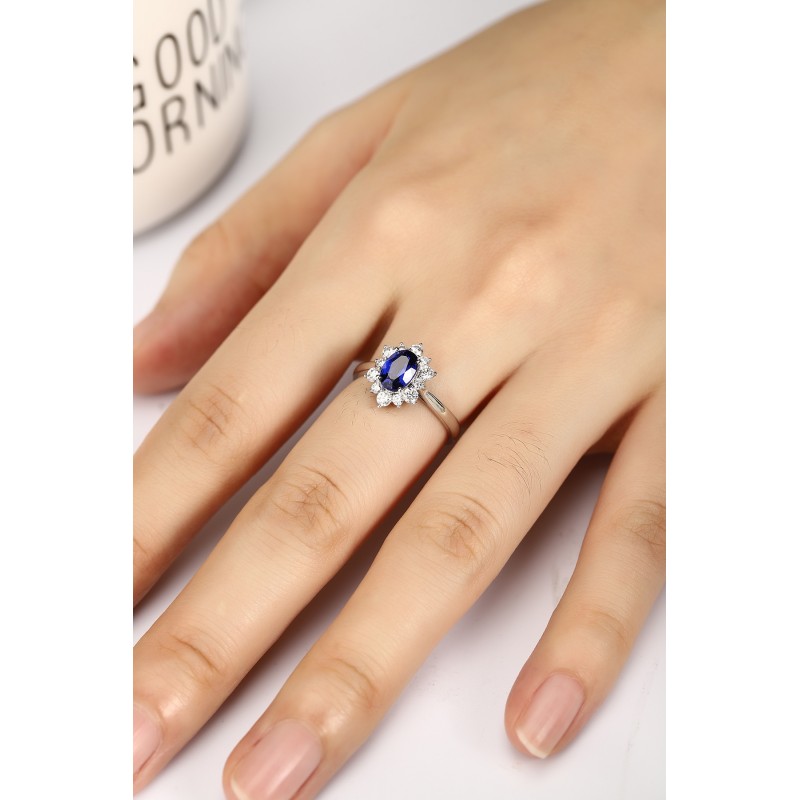 Ruif Jewelry Classic Design PT950 Platinum 1.11ct Lab Grown Sapphire And 0.435ct Lab Grown Diamond Ring Wedding Bands Ruif Jewelry Classic Design PT950 Platinum 1.11ct Lab Grown Sapphire And 0.435ct Lab Grown Diamond Ring Wedding Bands