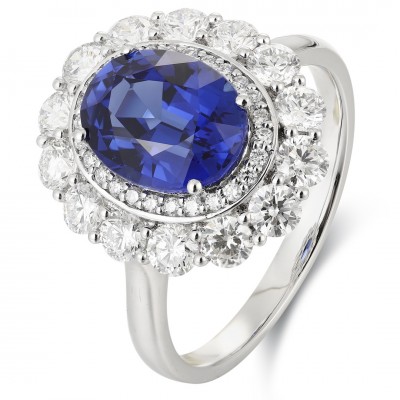 Ruif Jewelry Classic Design PT950 Platinum 2.67ct Lab Grown Sapphire And 1.12ct Lab Grown Diamond Ring Wedding Bands