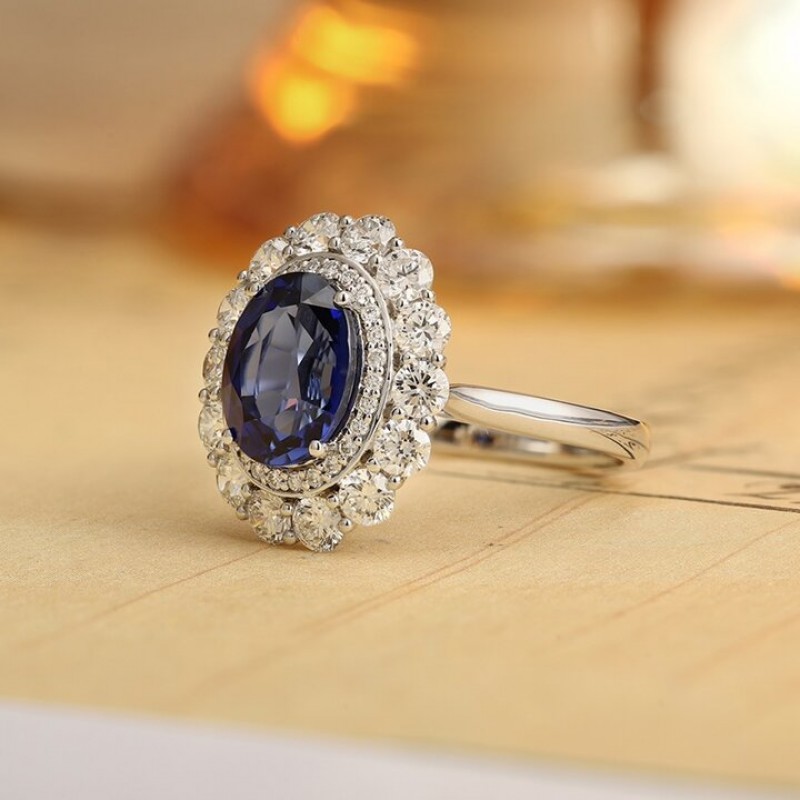 Ruif Jewelry Classic Design PT950 Platinum 2.67ct Lab Grown Sapphire And 1.12ct Lab Grown Diamond Ring Wedding Bands Ruif Jewelry Classic Design PT950 Platinum 2.67ct Lab Grown Sapphire And 1.12ct Lab Grown Diamond Ring Wedding Bands