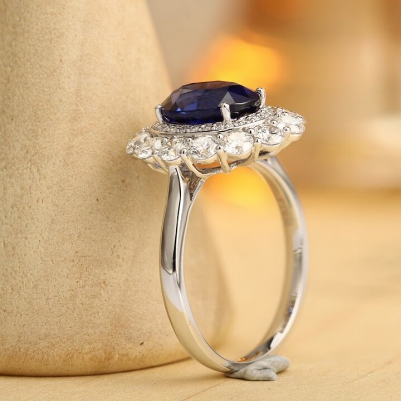 Ruif Jewelry Classic Design PT950 Platinum 2.67ct Lab Grown Sapphire And 1.12ct Lab Grown Diamond Ring Wedding Bands Ruif Jewelry Classic Design PT950 Platinum 2.67ct Lab Grown Sapphire And 1.12ct Lab Grown Diamond Ring Wedding Bands