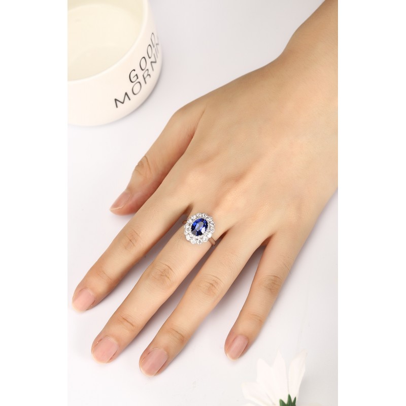 Ruif Jewelry Classic Design PT950 Platinum 2.67ct Lab Grown Sapphire And 1.12ct Lab Grown Diamond Ring Wedding Bands Ruif Jewelry Classic Design PT950 Platinum 2.67ct Lab Grown Sapphire And 1.12ct Lab Grown Diamond Ring Wedding Bands
