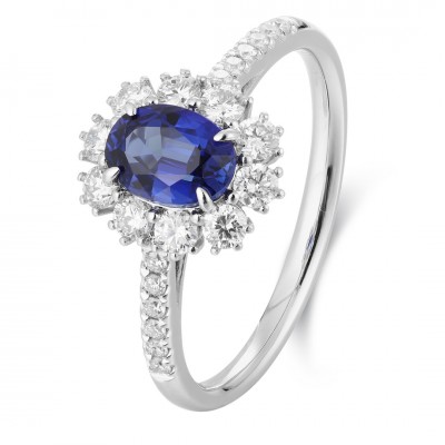 Ruif Jewelry Classic Design PT950 Platinum 1.05ct Lab Grown Sapphire And 0.54ct Lab Grown Diamond Ring Wedding Bands