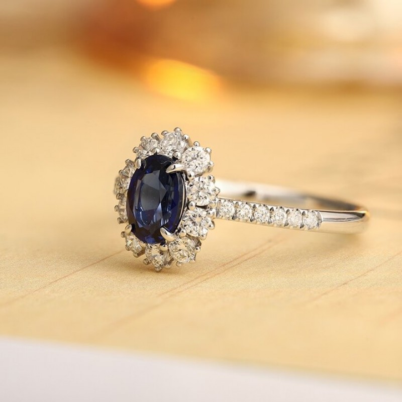 Ruif Jewelry Classic Design PT950 Platinum 1.05ct Lab Grown Sapphire And 0.54ct Lab Grown Diamond Ring Wedding Bands Ruif Jewelry Classic Design PT950 Platinum 1.05ct Lab Grown Sapphire And 0.54ct Lab Grown Diamond Ring Wedding Bands