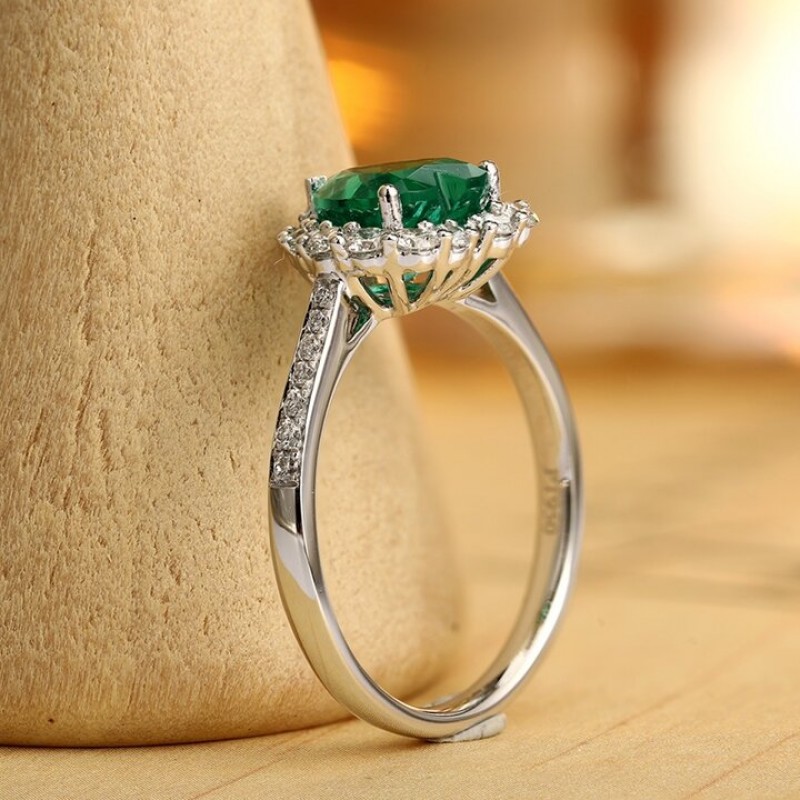 Ruif Jewelry Classic Design PT950 Platinum Ring 1.26ct Lab Grown Emerald and 0.40ct Lab Grown Diamond Ring Gemstone Jewelry Ruif Jewelry Classic Design PT950 Platinum Ring 1.26ct Lab Grown Emerald and 0.40ct Lab Grown Diamond Ring Gemstone Jewelry