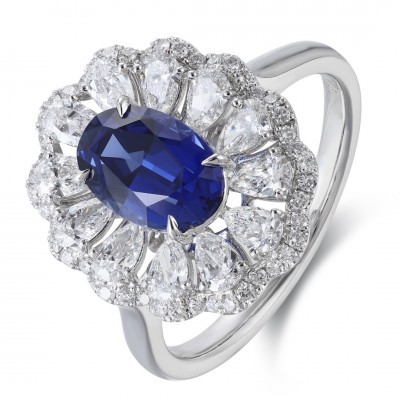 Ruif Jewelry Classic Design PT950 Platinum 1.53ct Lab Grown Sapphire And 0.843ct Lab Grown Diamond Ring Wedding Bands
