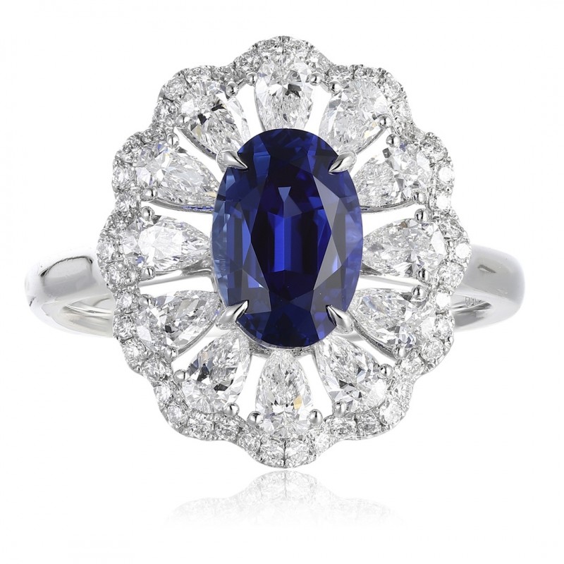 Ruif Jewelry Classic Design PT950 Platinum 1.53ct Lab Grown Sapphire And 0.843ct Lab Grown Diamond Ring Wedding Bands Ruif Jewelry Classic Design PT950 Platinum 1.53ct Lab Grown Sapphire And 0.843ct Lab Grown Diamond Ring Wedding Bands