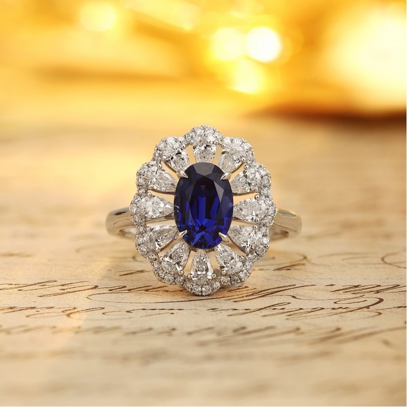 Ruif Jewelry Classic Design PT950 Platinum 1.53ct Lab Grown Sapphire And 0.843ct Lab Grown Diamond Ring Wedding Bands Ruif Jewelry Classic Design PT950 Platinum 1.53ct Lab Grown Sapphire And 0.843ct Lab Grown Diamond Ring Wedding Bands