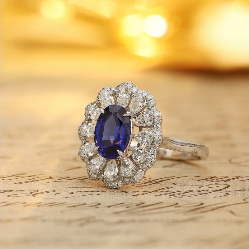Ruif Jewelry Classic Design PT950 Platinum 1.53ct Lab Grown Sapphire And 0.843ct Lab Grown Diamond Ring Wedding Bands Ruif Jewelry Classic Design PT950 Platinum 1.53ct Lab Grown Sapphire And 0.843ct Lab Grown Diamond Ring Wedding Bands