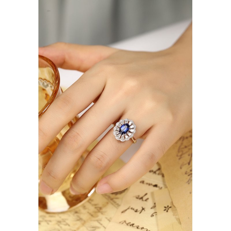 Ruif Jewelry Classic Design PT950 Platinum 1.53ct Lab Grown Sapphire And 0.843ct Lab Grown Diamond Ring Wedding Bands Ruif Jewelry Classic Design PT950 Platinum 1.53ct Lab Grown Sapphire And 0.843ct Lab Grown Diamond Ring Wedding Bands
