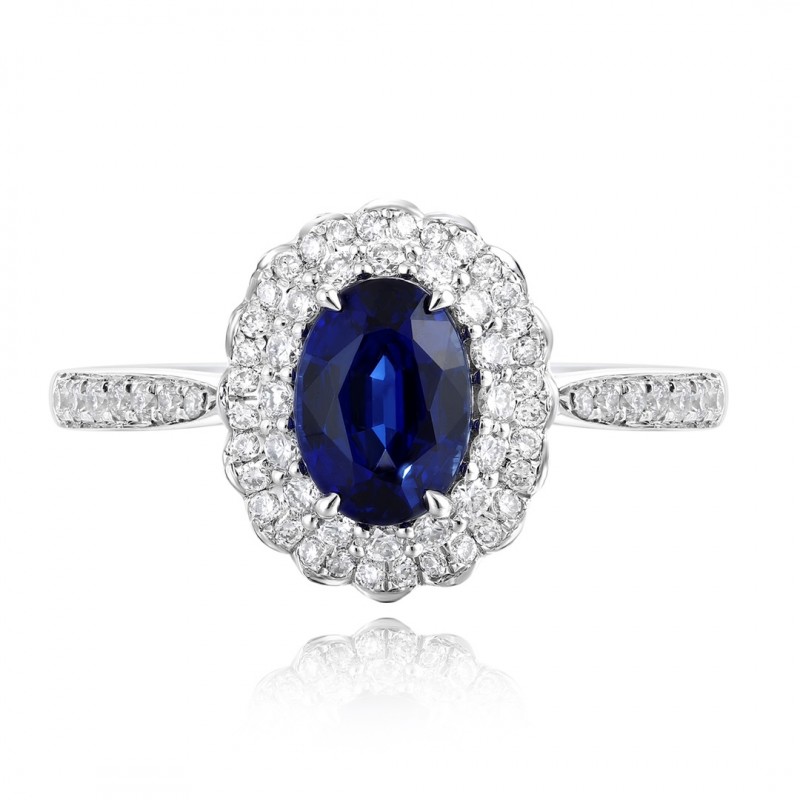 Ruif Jewelry Classic Design PT950 Platinum 1.08ct Lab Grown Sapphire And 0.304ct Lab Grown Diamond Ring Wedding Bands Ruif Jewelry Classic Design PT950 Platinum 1.08ct Lab Grown Sapphire And 0.304ct Lab Grown Diamond Ring Wedding Bands