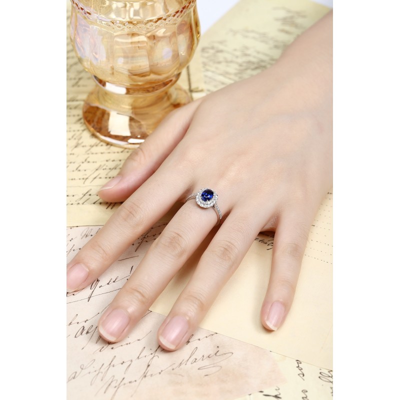 Ruif Jewelry Classic Design PT950 Platinum 1.08ct Lab Grown Sapphire And 0.304ct Lab Grown Diamond Ring Wedding Bands Ruif Jewelry Classic Design PT950 Platinum 1.08ct Lab Grown Sapphire And 0.304ct Lab Grown Diamond Ring Wedding Bands