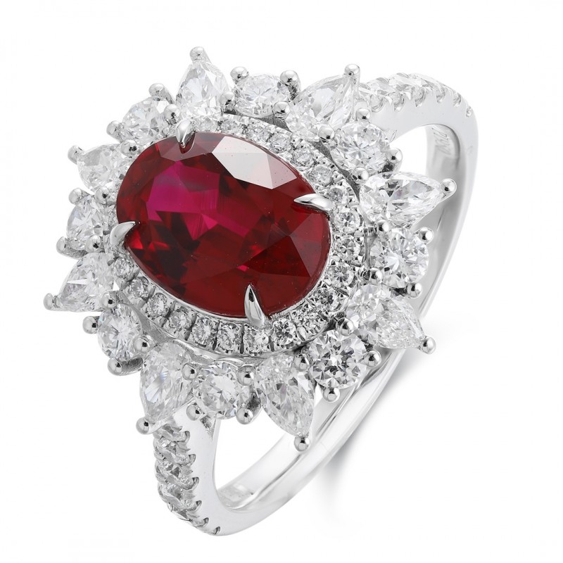 Ruif Jewelry Classic Design PT950 Platinum 1.76ct Lab Grown Ruby And 0.915ct Lab Grown Diamond Ring Wedding Bands Ruif Jewelry Classic Design PT950 Platinum 1.76ct Lab Grown Ruby And 0.915ct Lab Grown Diamond Ring Wedding Bands