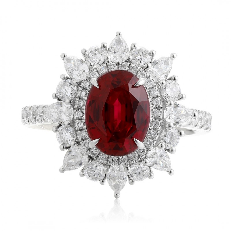 Ruif Jewelry Classic Design PT950 Platinum 1.76ct Lab Grown Ruby And 0.915ct Lab Grown Diamond Ring Wedding Bands Ruif Jewelry Classic Design PT950 Platinum 1.76ct Lab Grown Ruby And 0.915ct Lab Grown Diamond Ring Wedding Bands