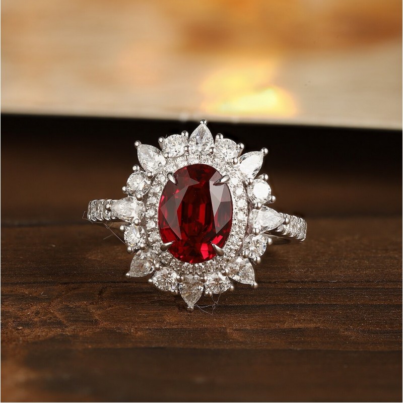 Ruif Jewelry Classic Design PT950 Platinum 1.76ct Lab Grown Ruby And 0.915ct Lab Grown Diamond Ring Wedding Bands Ruif Jewelry Classic Design PT950 Platinum 1.76ct Lab Grown Ruby And 0.915ct Lab Grown Diamond Ring Wedding Bands