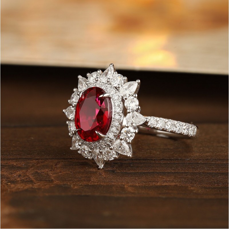 Ruif Jewelry Classic Design PT950 Platinum 1.76ct Lab Grown Ruby And 0.915ct Lab Grown Diamond Ring Wedding Bands Ruif Jewelry Classic Design PT950 Platinum 1.76ct Lab Grown Ruby And 0.915ct Lab Grown Diamond Ring Wedding Bands