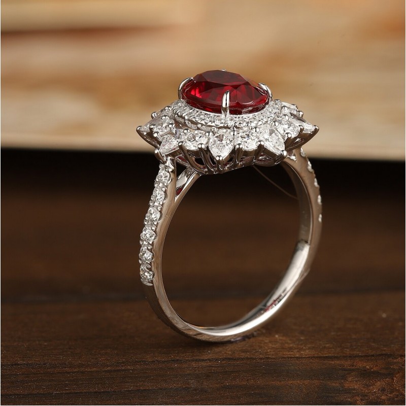 Ruif Jewelry Classic Design PT950 Platinum 1.76ct Lab Grown Ruby And 0.915ct Lab Grown Diamond Ring Wedding Bands Ruif Jewelry Classic Design PT950 Platinum 1.76ct Lab Grown Ruby And 0.915ct Lab Grown Diamond Ring Wedding Bands