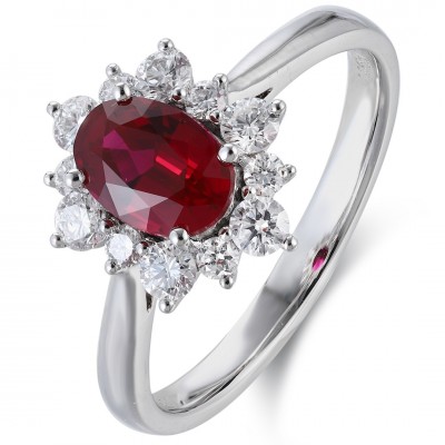 Ruif Jewelry Classic Design PT950 Platinum 1.07ct Lab Grown Ruby And 0.43ct Lab Grown Diamond Ring Wedding Bands