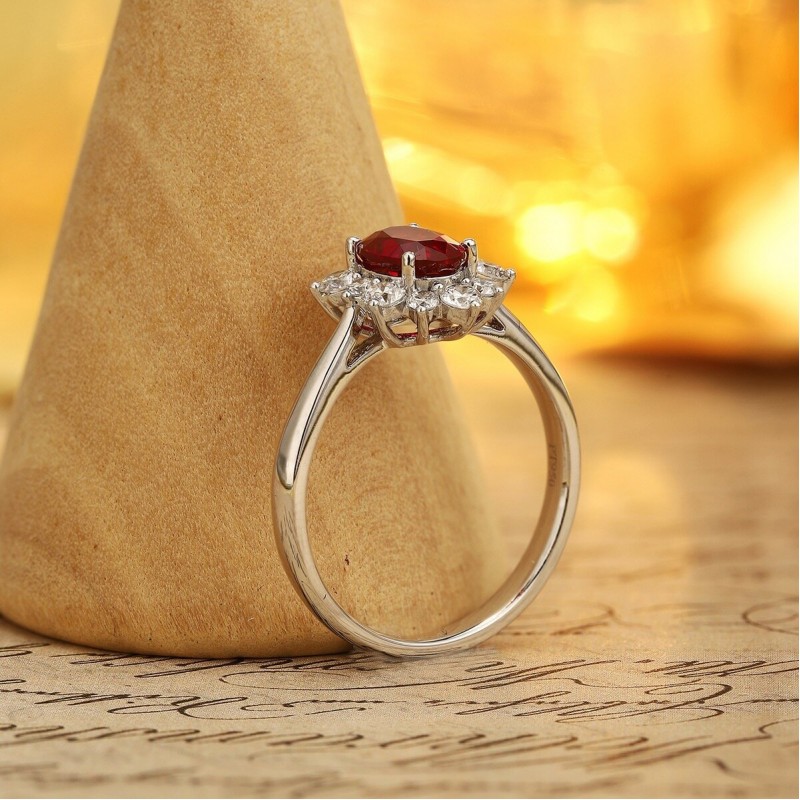 Ruif Jewelry Classic Design PT950 Platinum 1.07ct Lab Grown Ruby And 0.43ct Lab Grown Diamond Ring Wedding Bands Ruif Jewelry Classic Design PT950 Platinum 1.07ct Lab Grown Ruby And 0.43ct Lab Grown Diamond Ring Wedding Bands