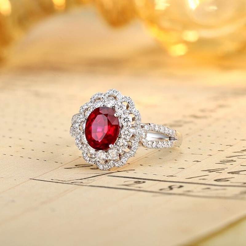 Ruif Jewelry Classic Design PT950 Platinum 1.61ct Lab Grown Ruby And 0.67ct Lab Grown Diamond Ring Wedding Bands Ruif Jewelry Classic Design PT950 Platinum 1.61ct Lab Grown Ruby And 0.67ct Lab Grown Diamond Ring Wedding Bands
