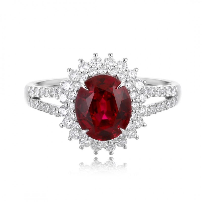 Ruif Jewelry Classic Design PT950 Platinum 2.17ct Lab Grown Ruby And 0.615ct Lab Grown Diamond Ring Wedding Bands Ruif Jewelry Classic Design PT950 Platinum 2.17ct Lab Grown Ruby And 0.615ct Lab Grown Diamond Ring Wedding Bands
