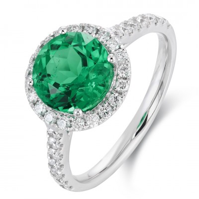 Ruif Jewelry Classic Design PT950 Platinum Ring 1.99ct Lab Grown Emerald and 0.4125ct Lab Grown Diamond Ring Gemstone Jewelry